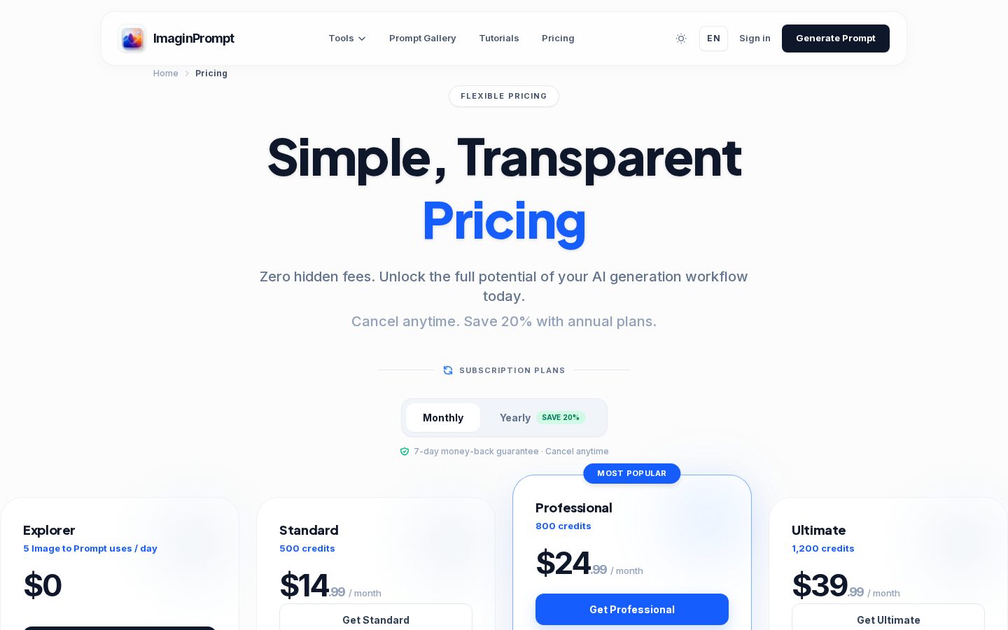 Imagin Prompt Pricing