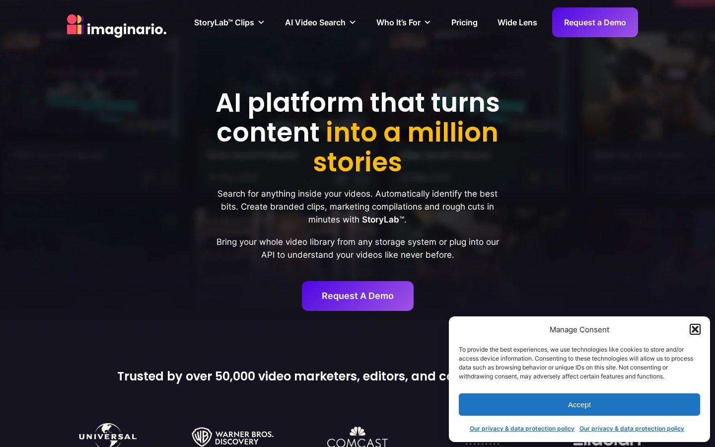 Imaginario AI Homepage