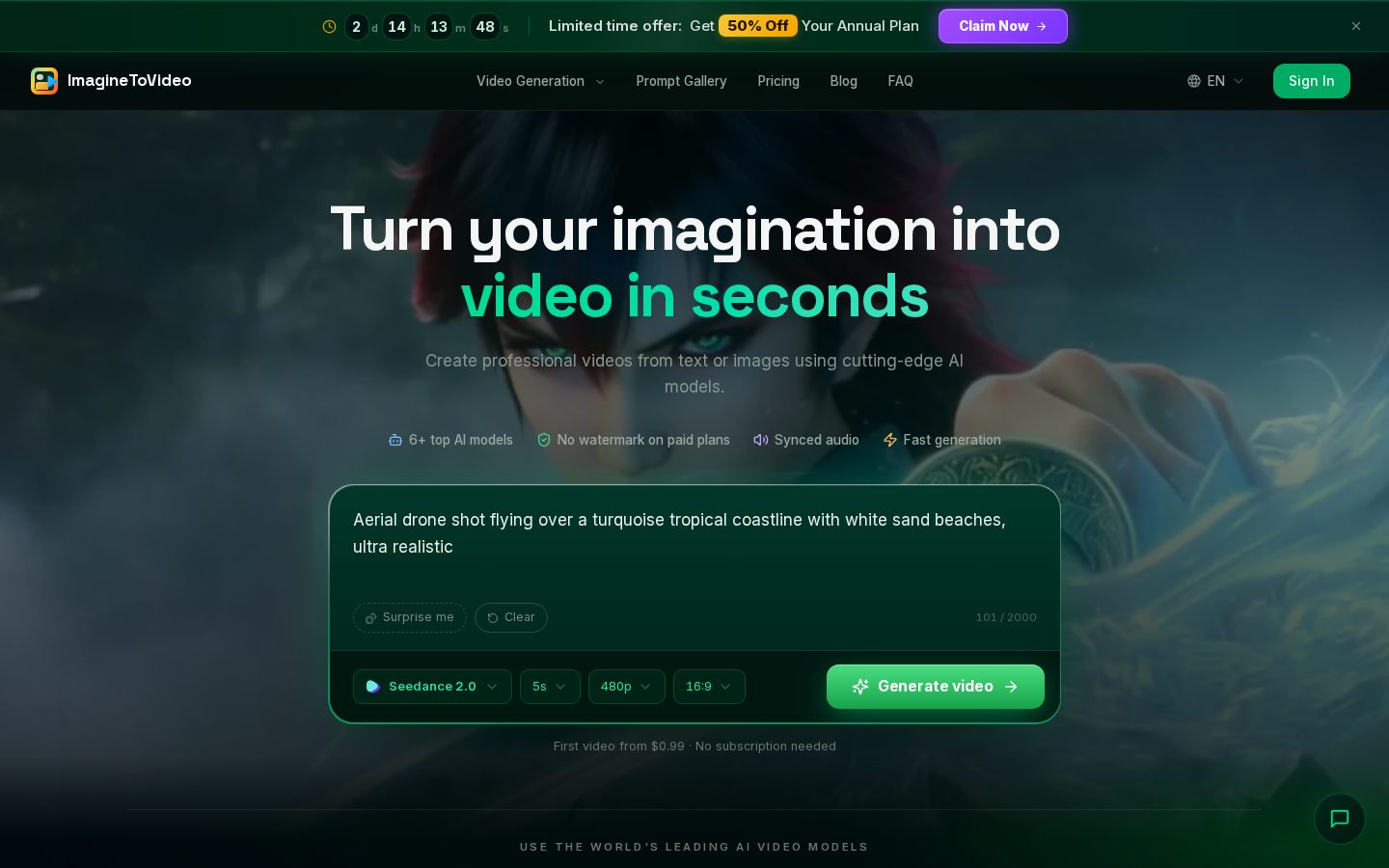 ImagineToVideo Homepage