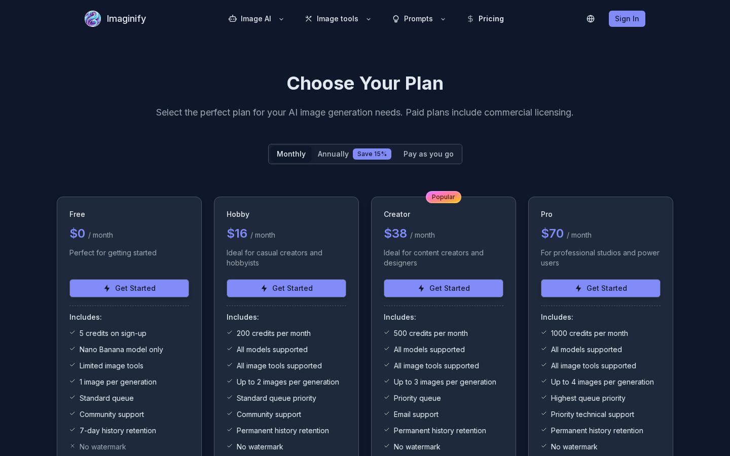 Imaginify Pricing