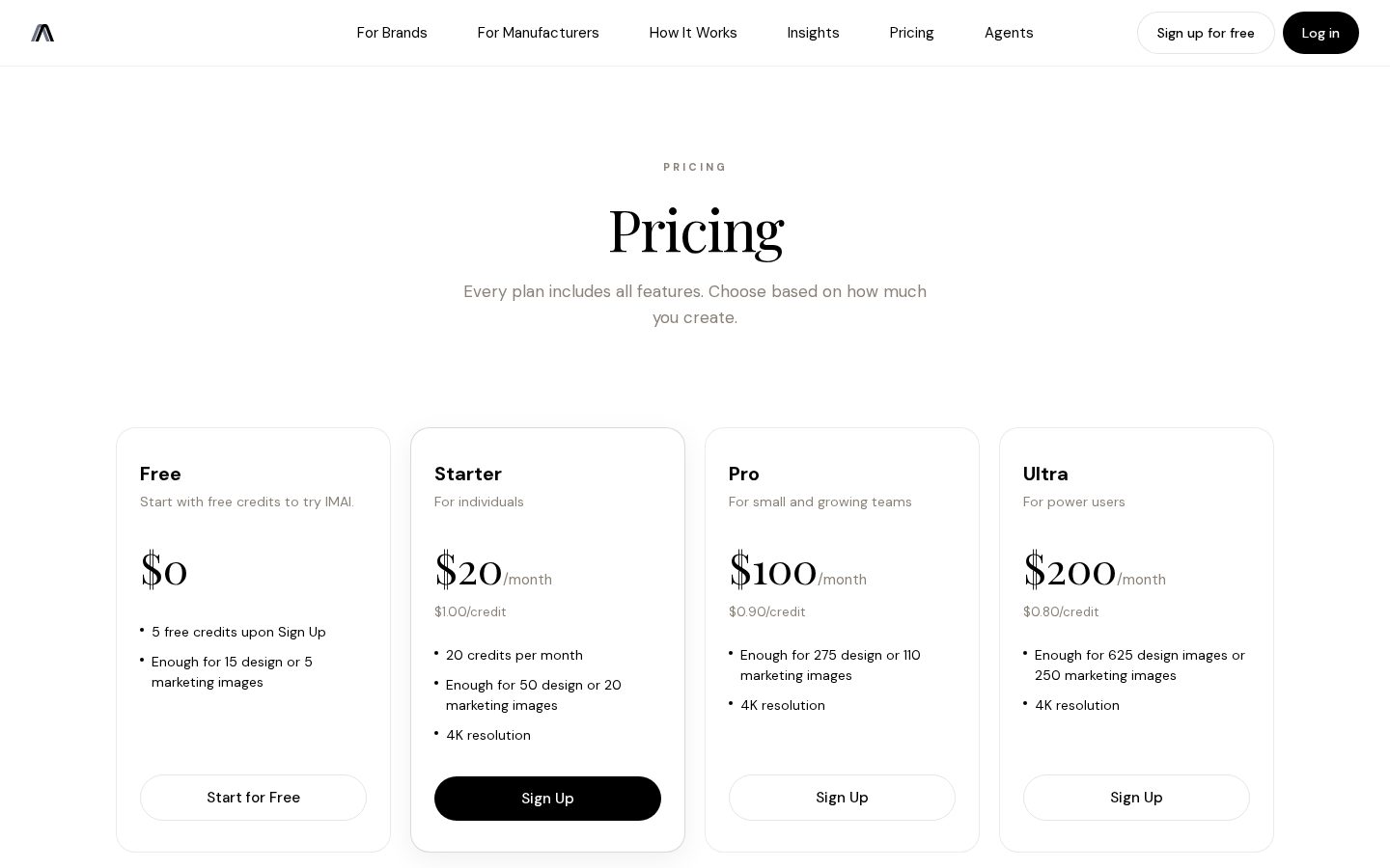 IMAI Studio Pricing