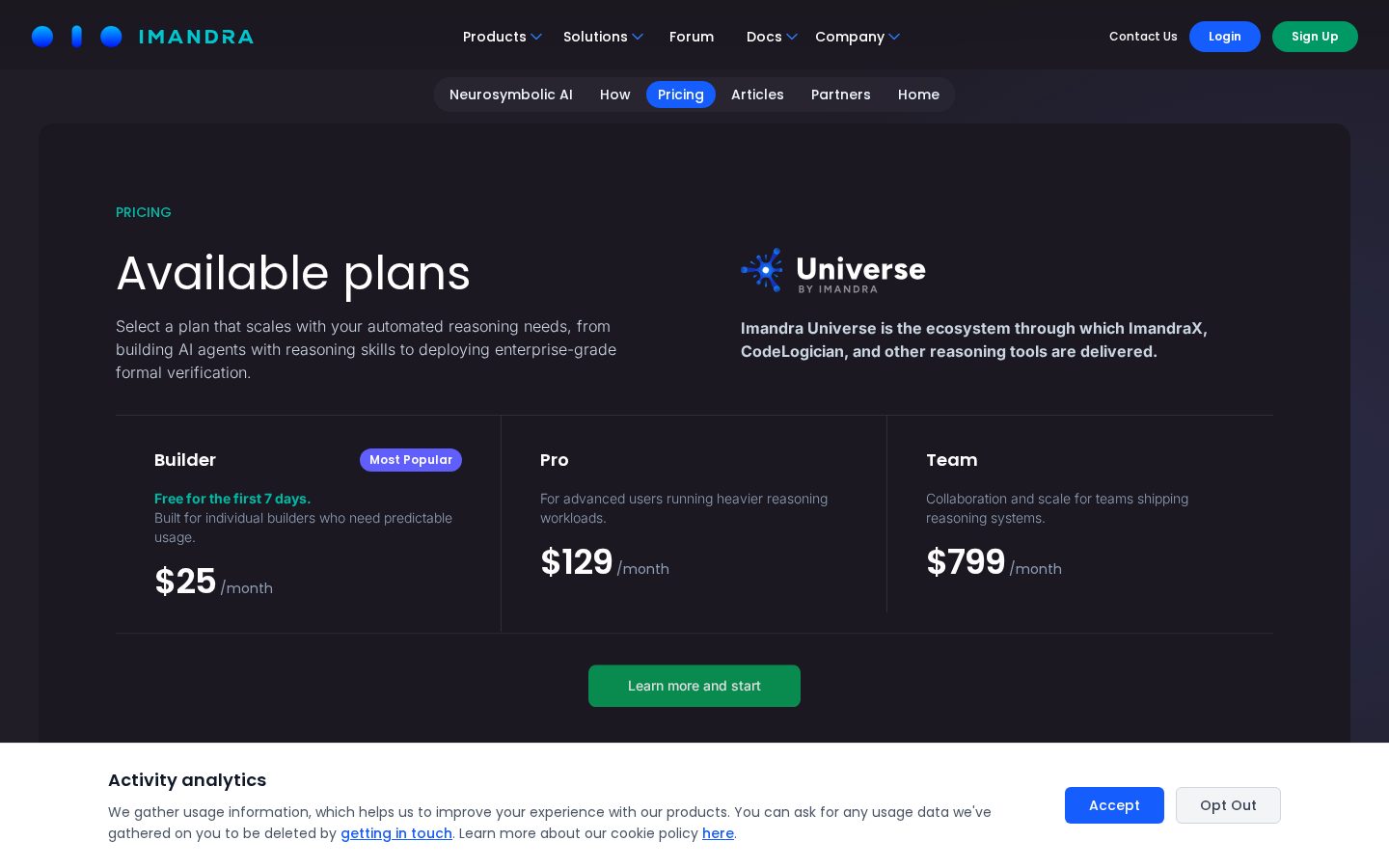Imandra Pricing