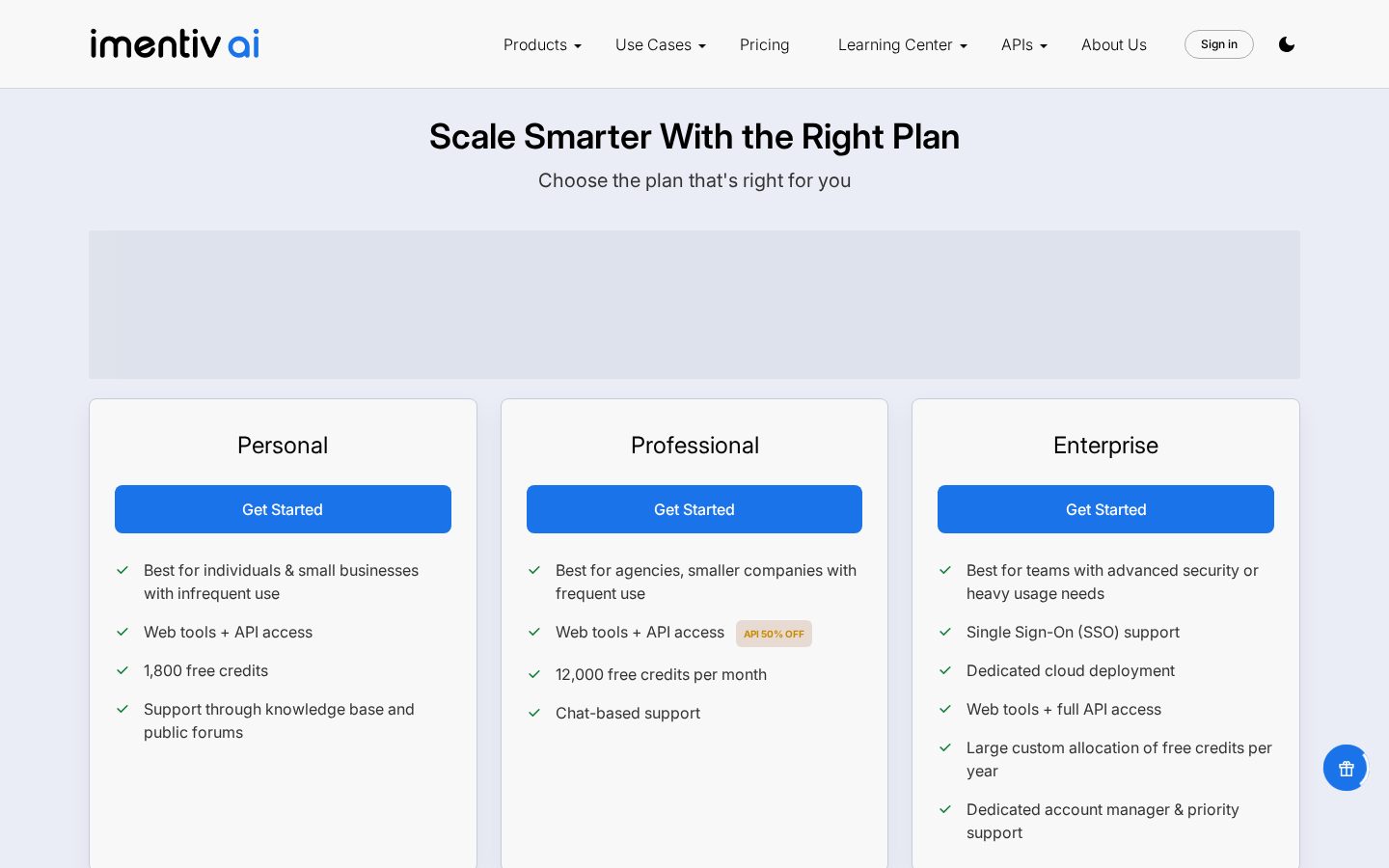 Imentiv AI Pricing