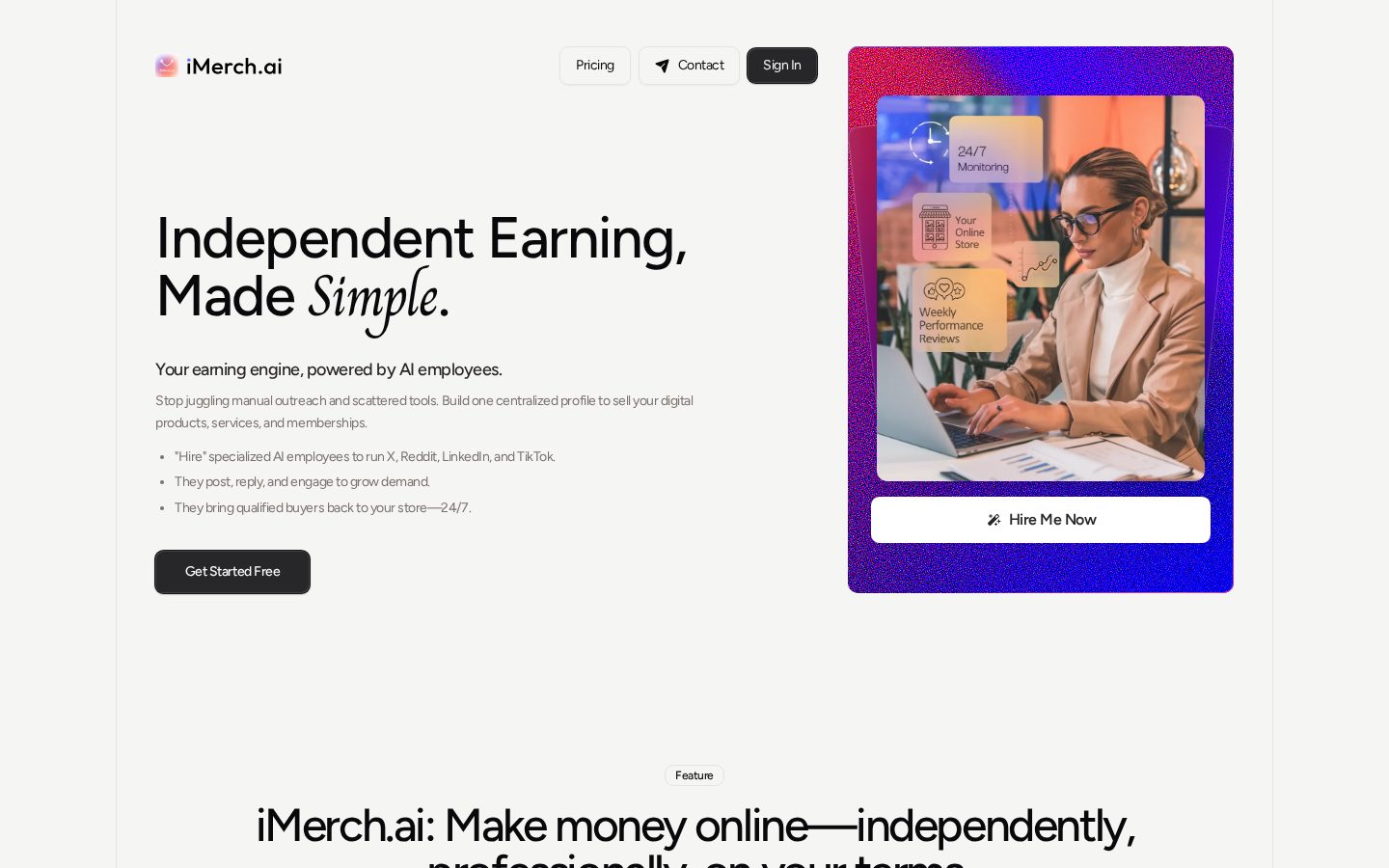 iMerch.ai Homepage