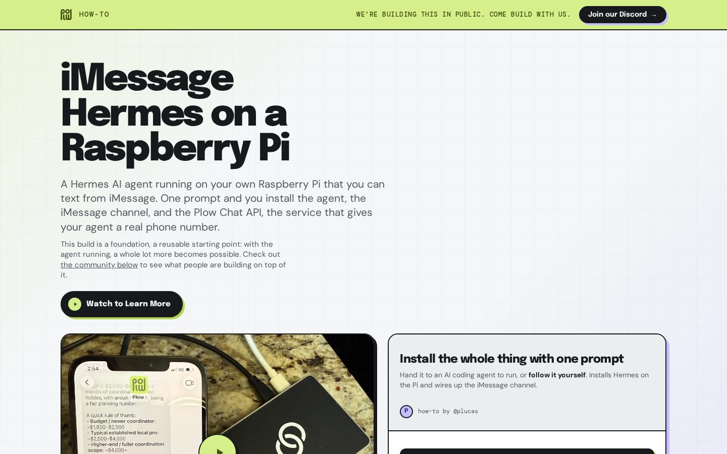 iMessage Hermes on a Raspberry Pi Homepage