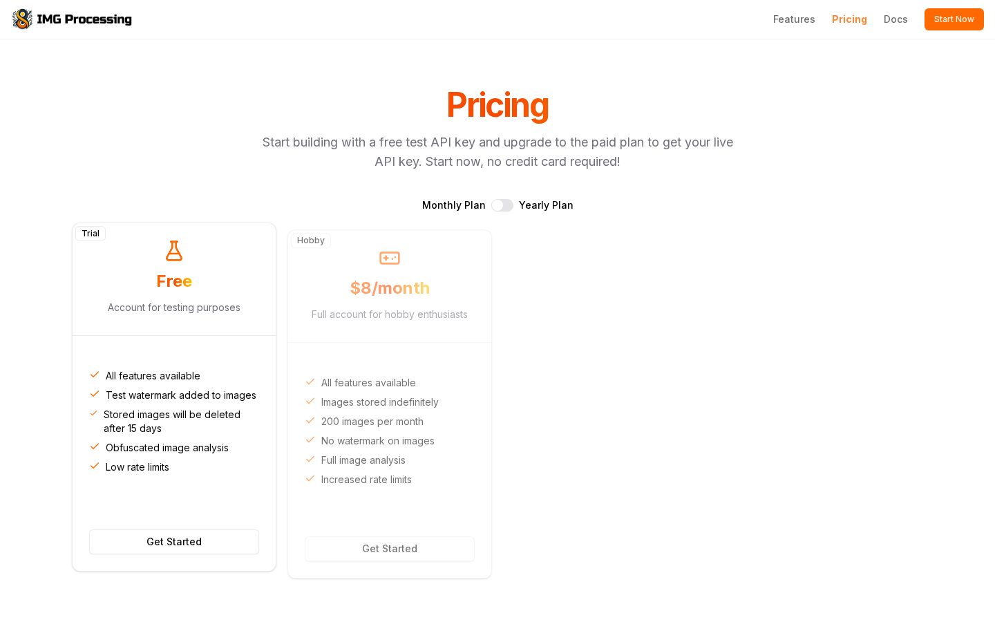IMG Processing Pricing