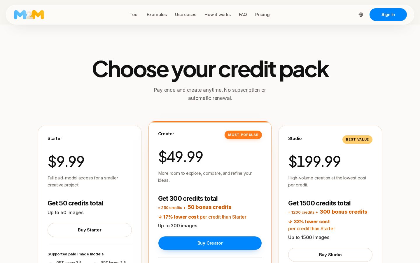 Img2Img Pricing
