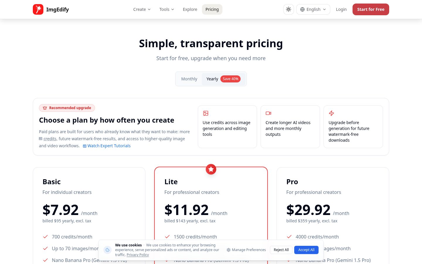 ImgEdify Pricing