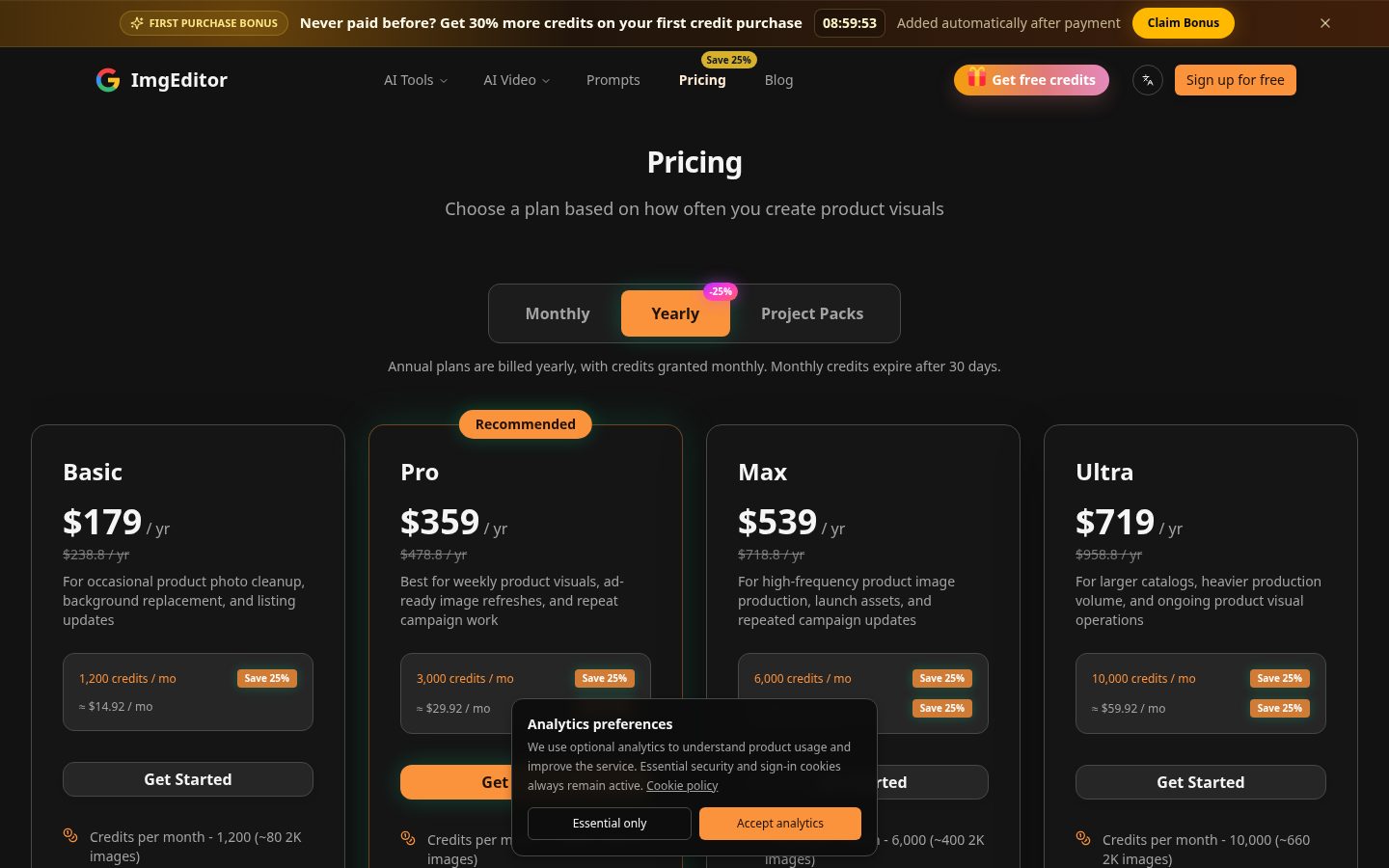 ImgEditor AI Pricing