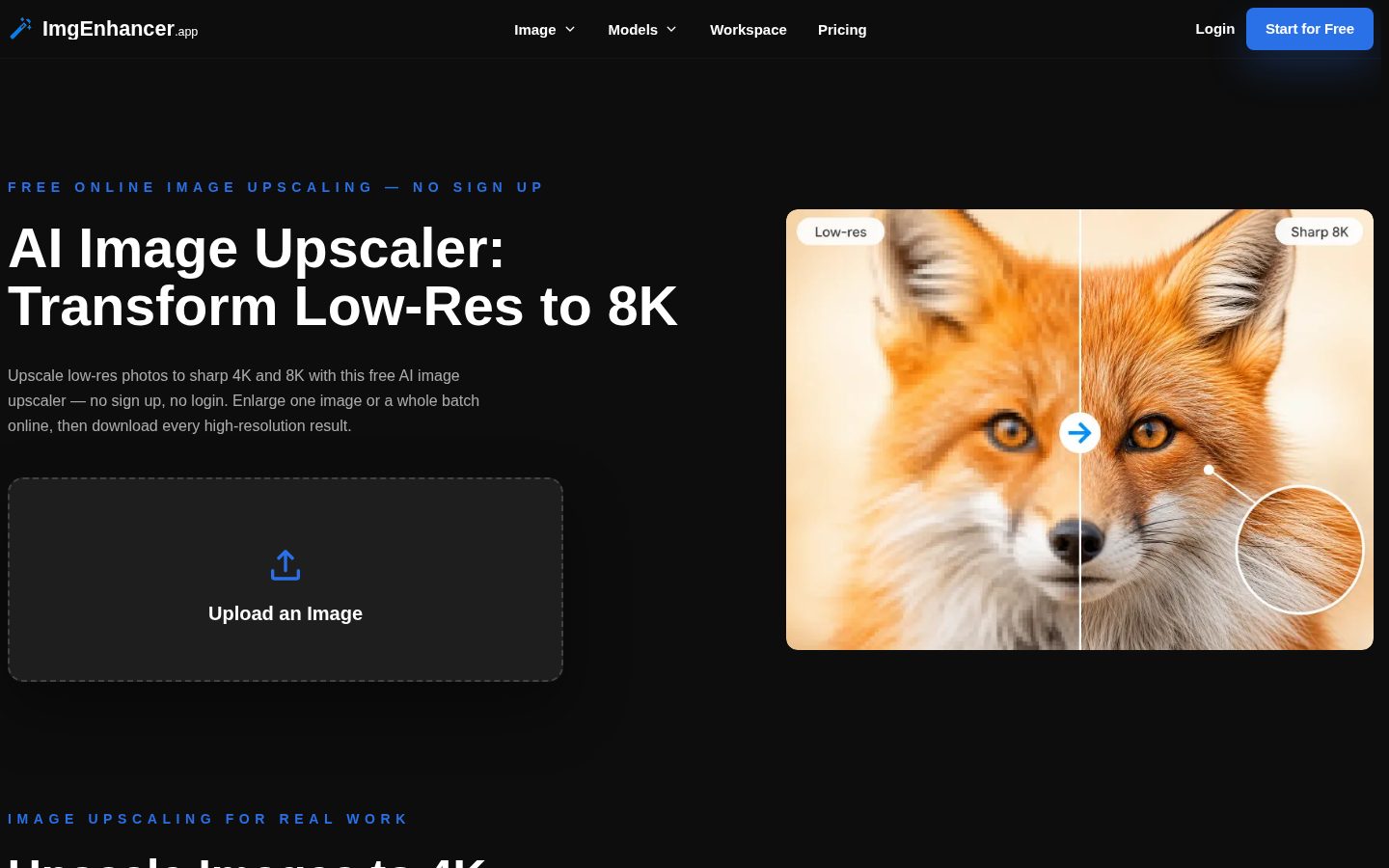 ImgEnhancer.app Homepage