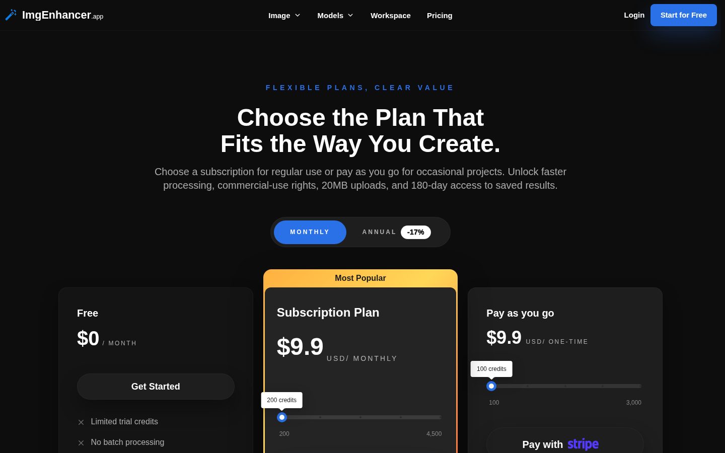 ImgEnhancer.app Pricing