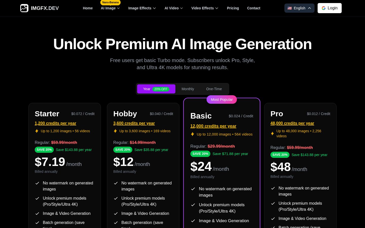 IMGFX.DEV Pricing
