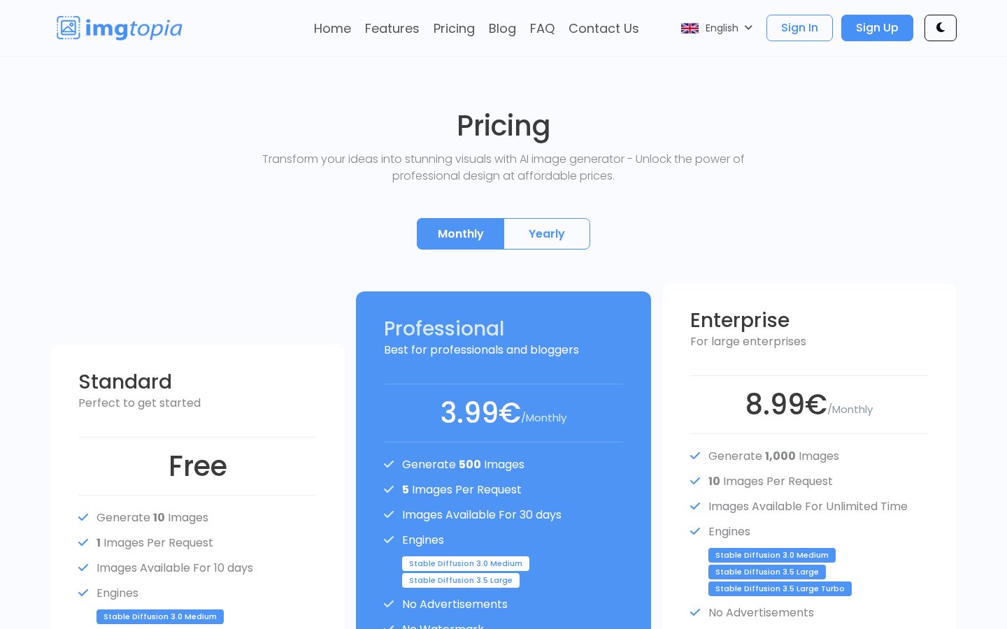IMGtopia Pricing
