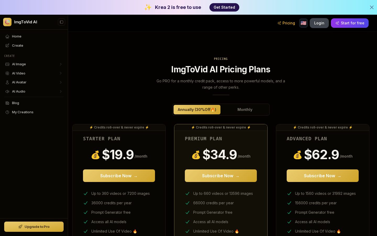 imgtovid Pricing