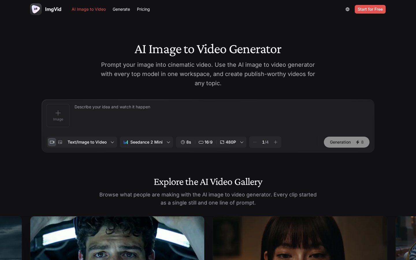 ImgVid AI Homepage