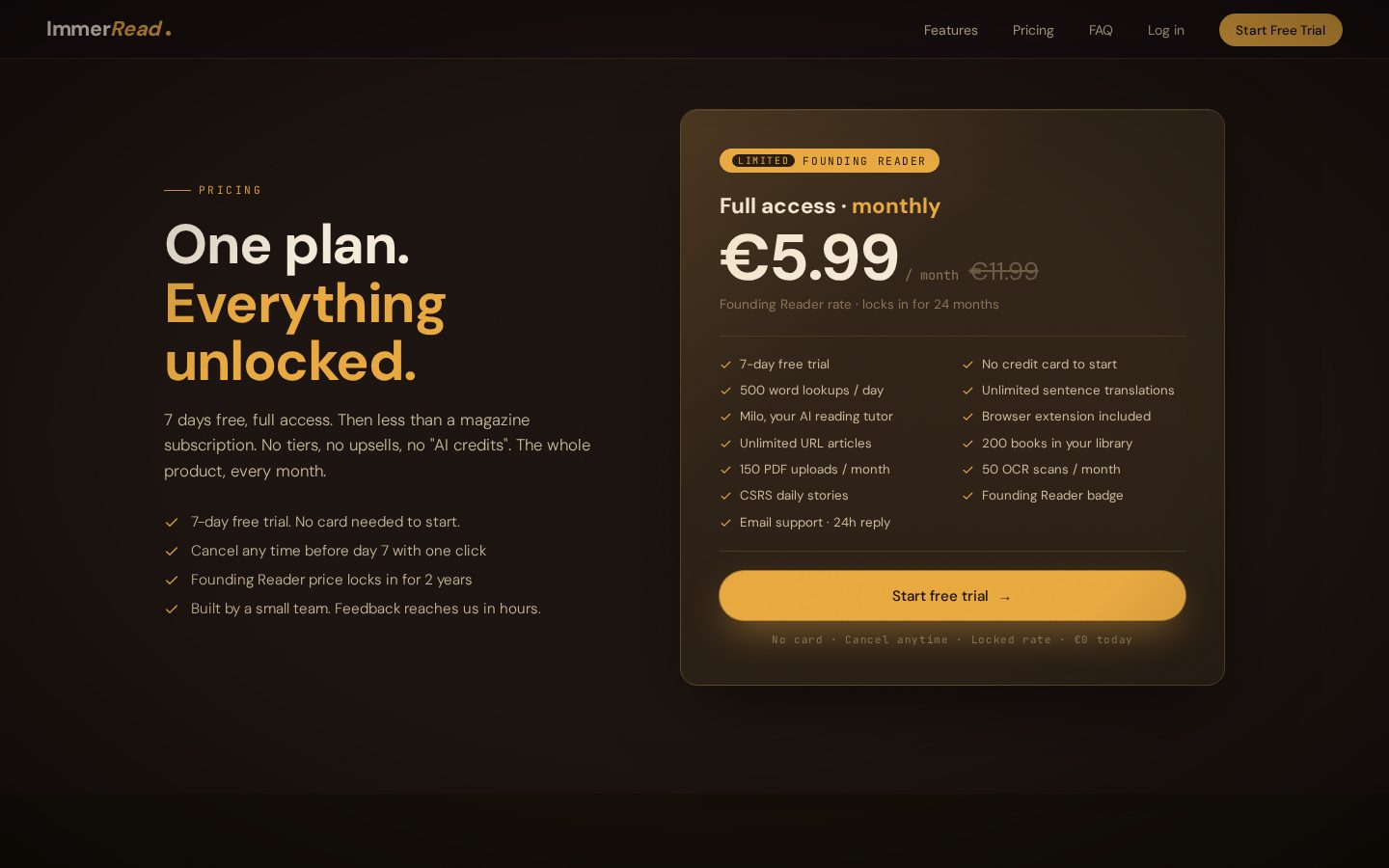 ImmerRead Pricing