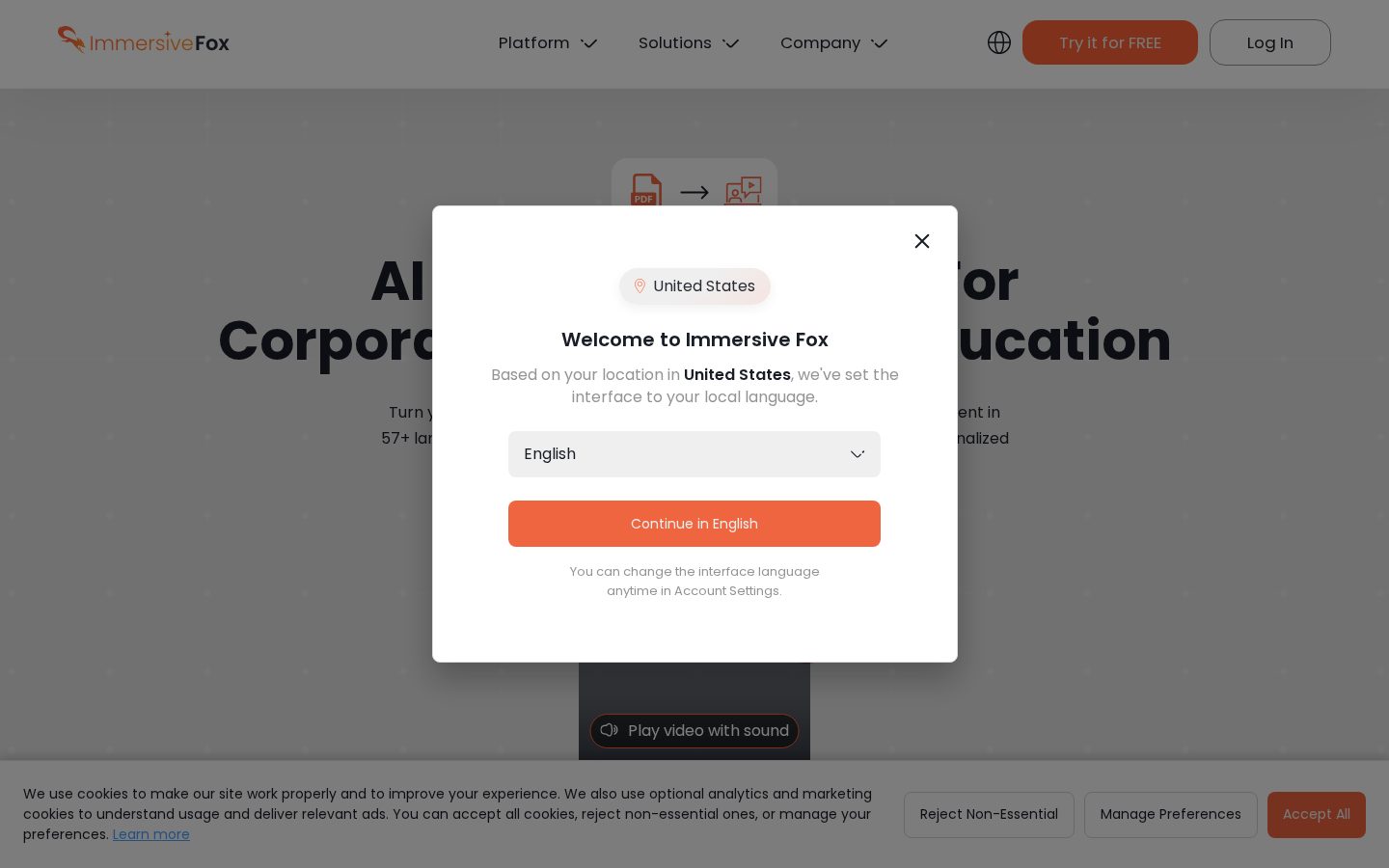 Immersive Fox Homepage