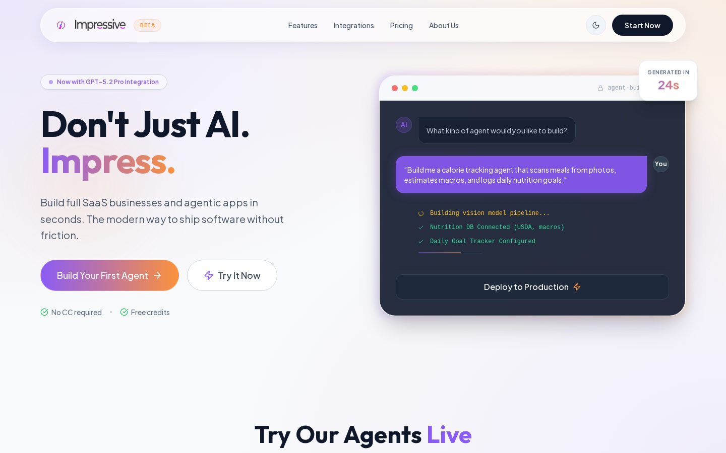 Impressive: AI Business in a Box builder Homepage