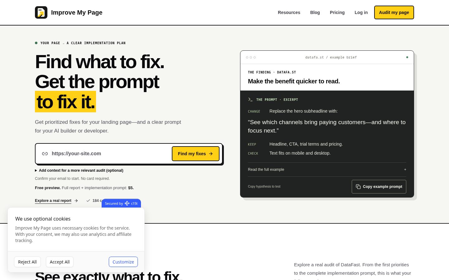 Improve My Page Homepage