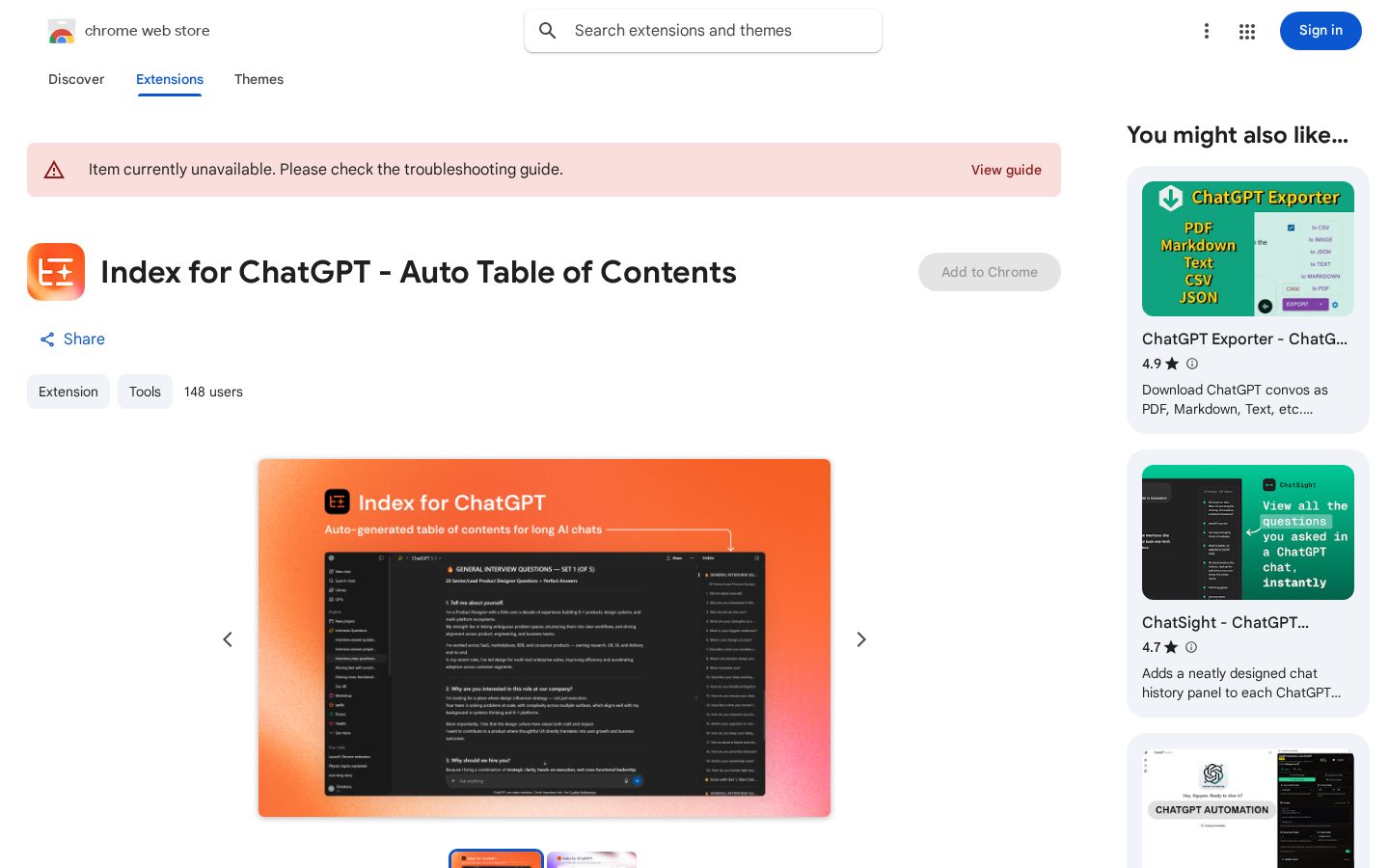 Index for ChatGPT Homepage