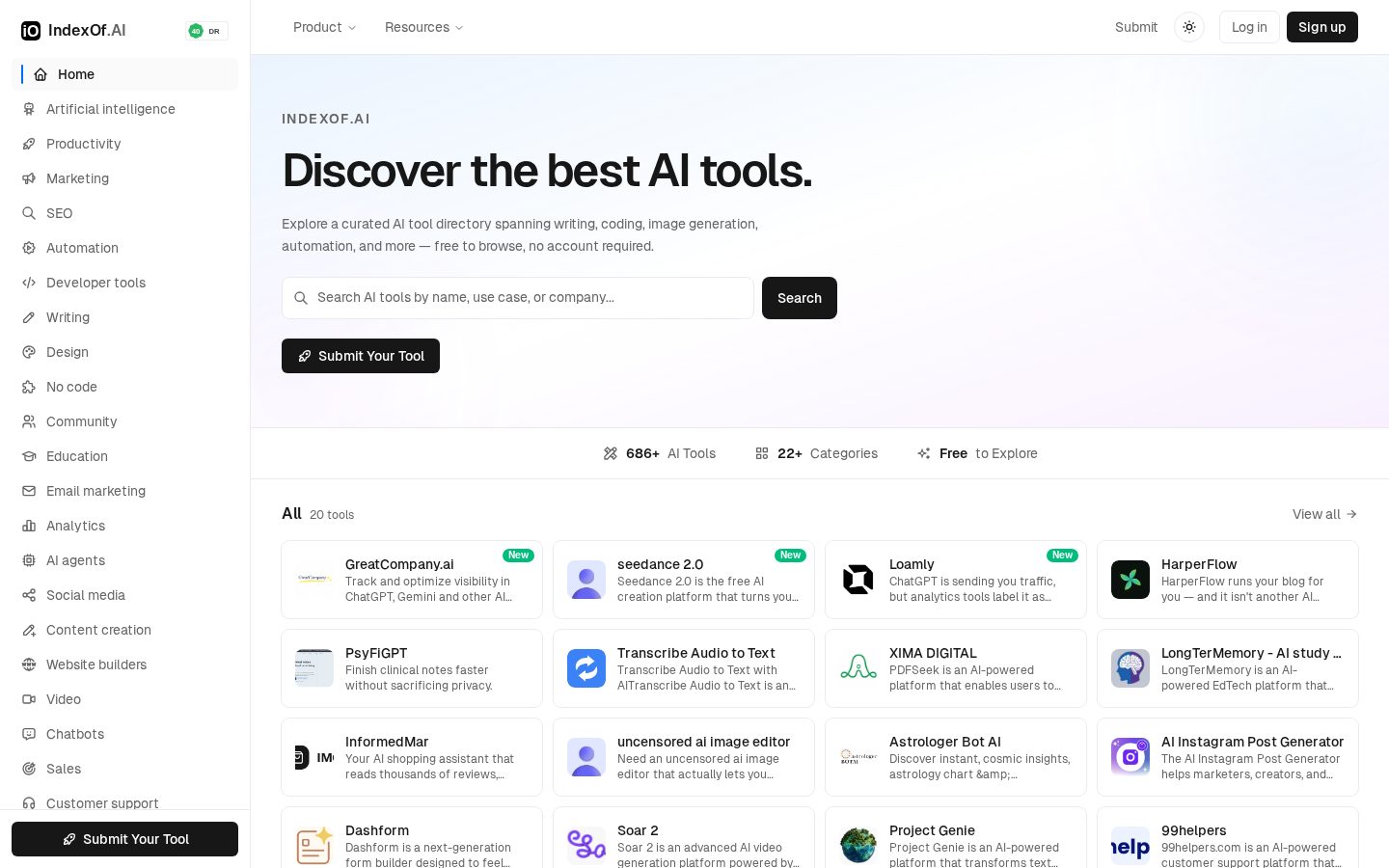 IndexOf.AI Homepage