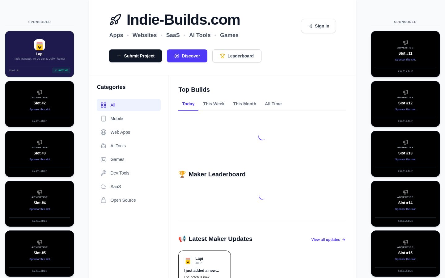 Indie-Builds Homepage