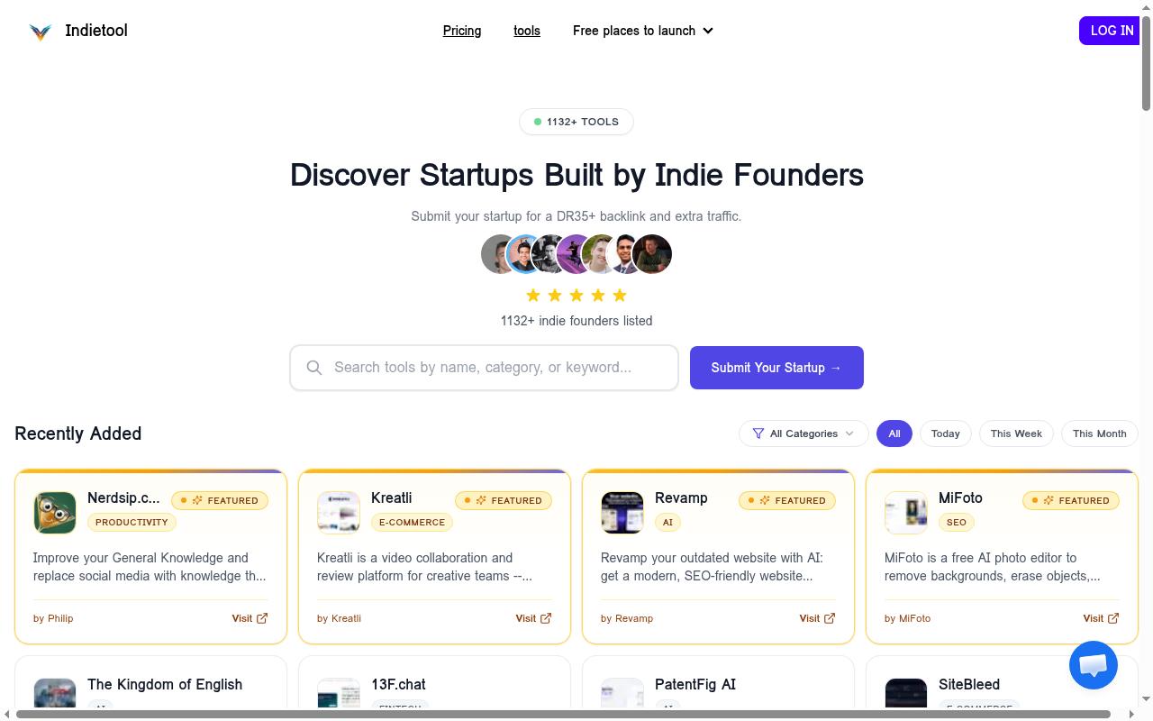 Indietool Homepage