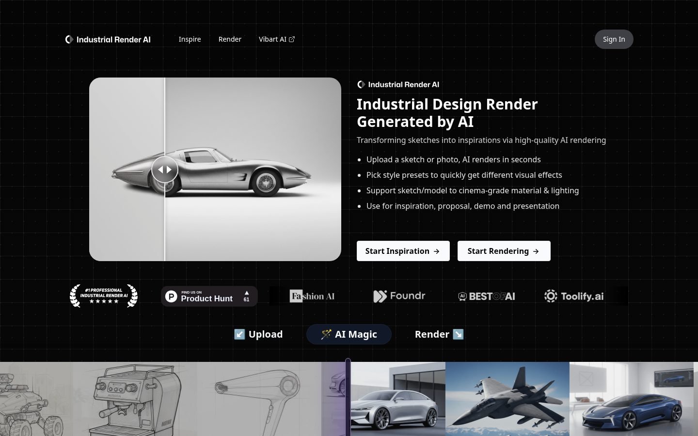 Industrial Render AI Homepage
