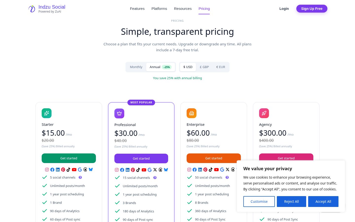 Indzu Social Pricing