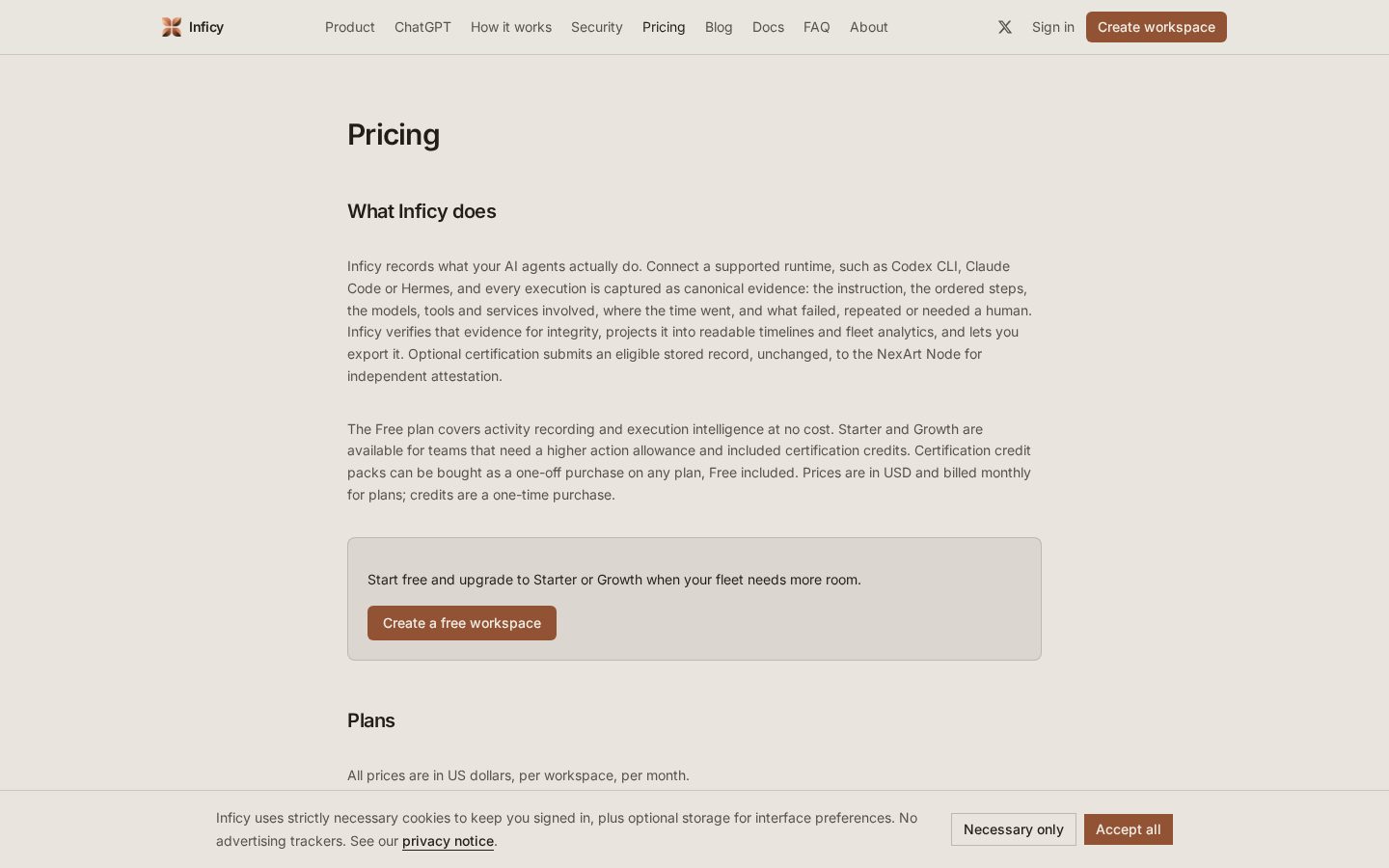 Inficy Pricing