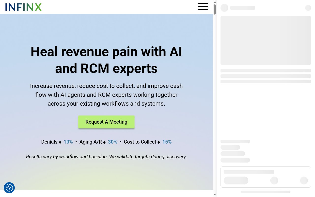 Infinx Healthcare homepage