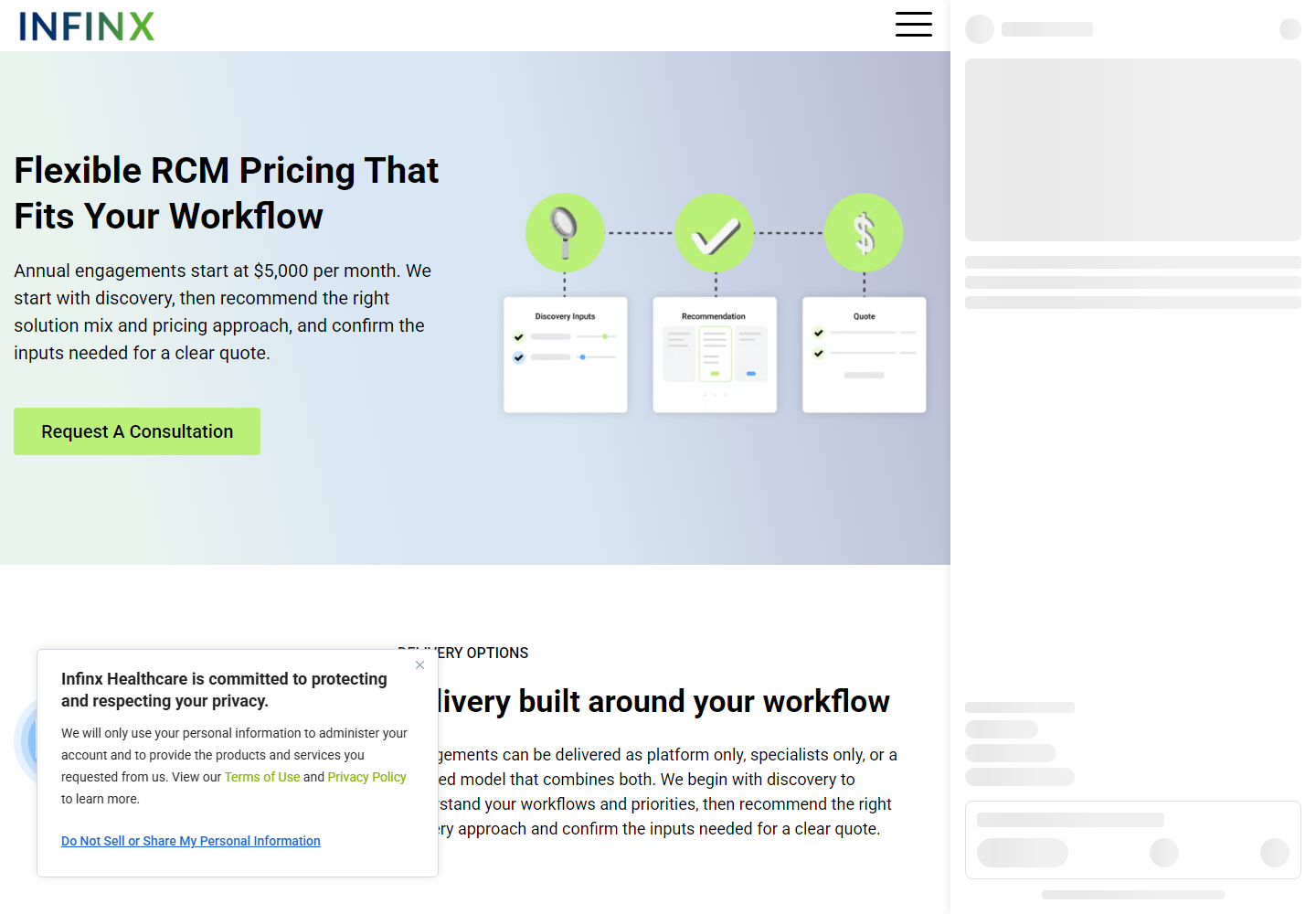 Infinx Healthcare pricing