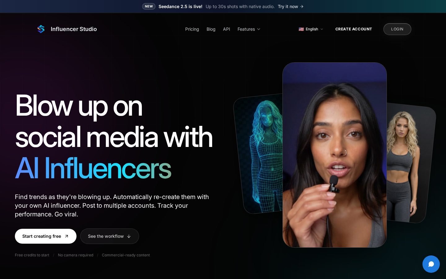 Influencer Studio Homepage