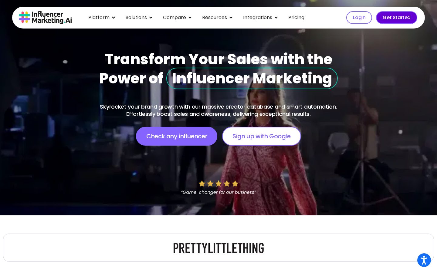 InfluencerMarketing.ai Homepage