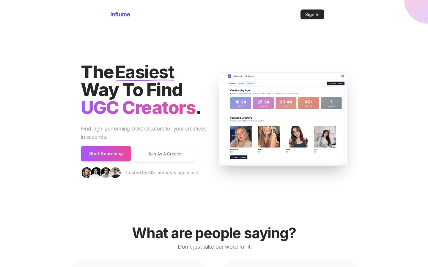 Influme Homepage
