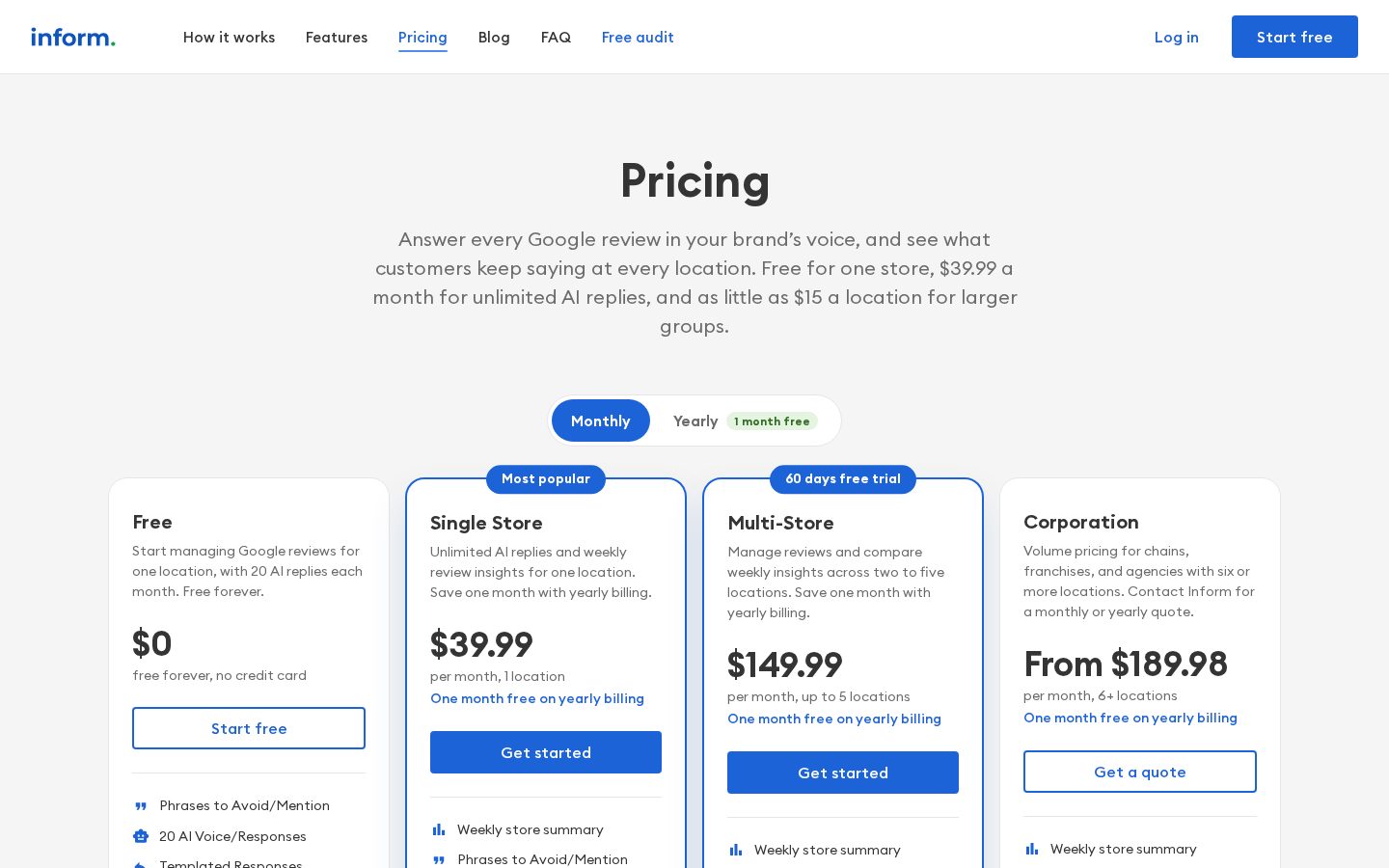 Inform AI Pricing