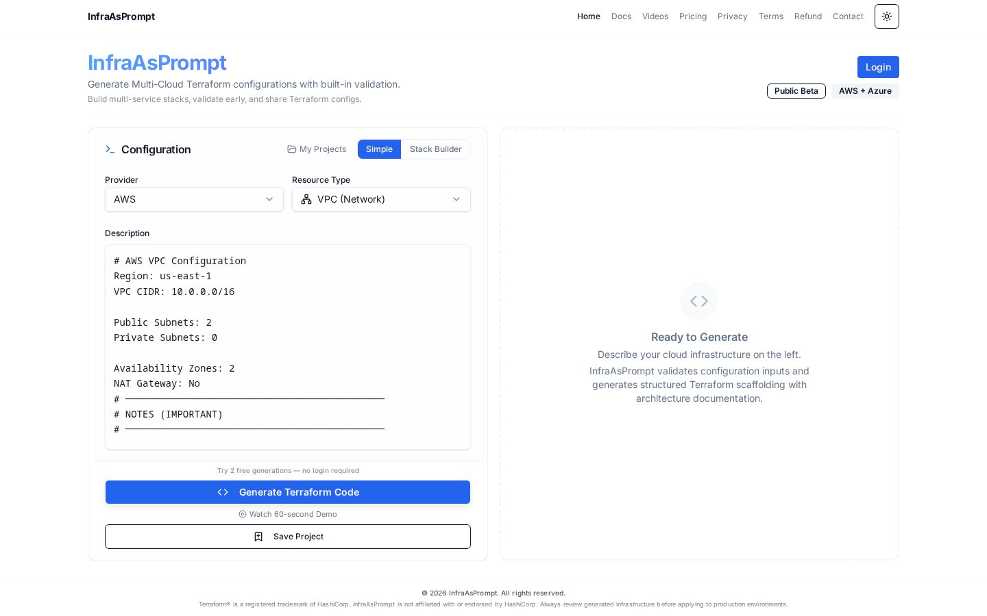 InfraAsPrompt Homepage