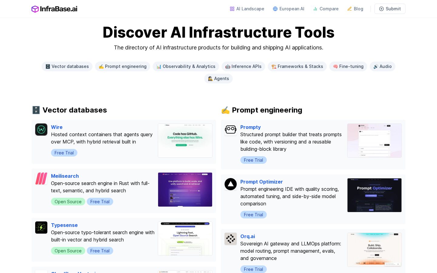 Infrabase.ai Homepage