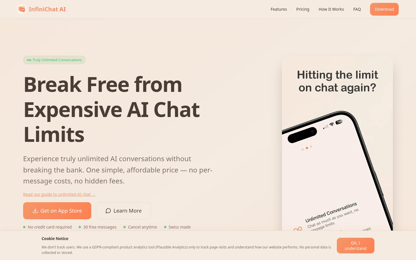 InifniChat AI Homepage