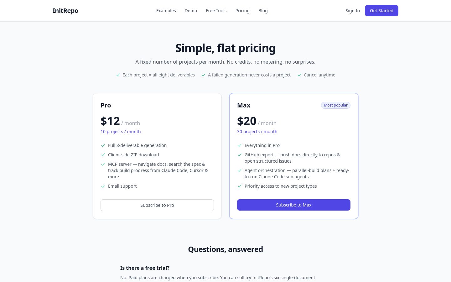 Initrepo Pricing