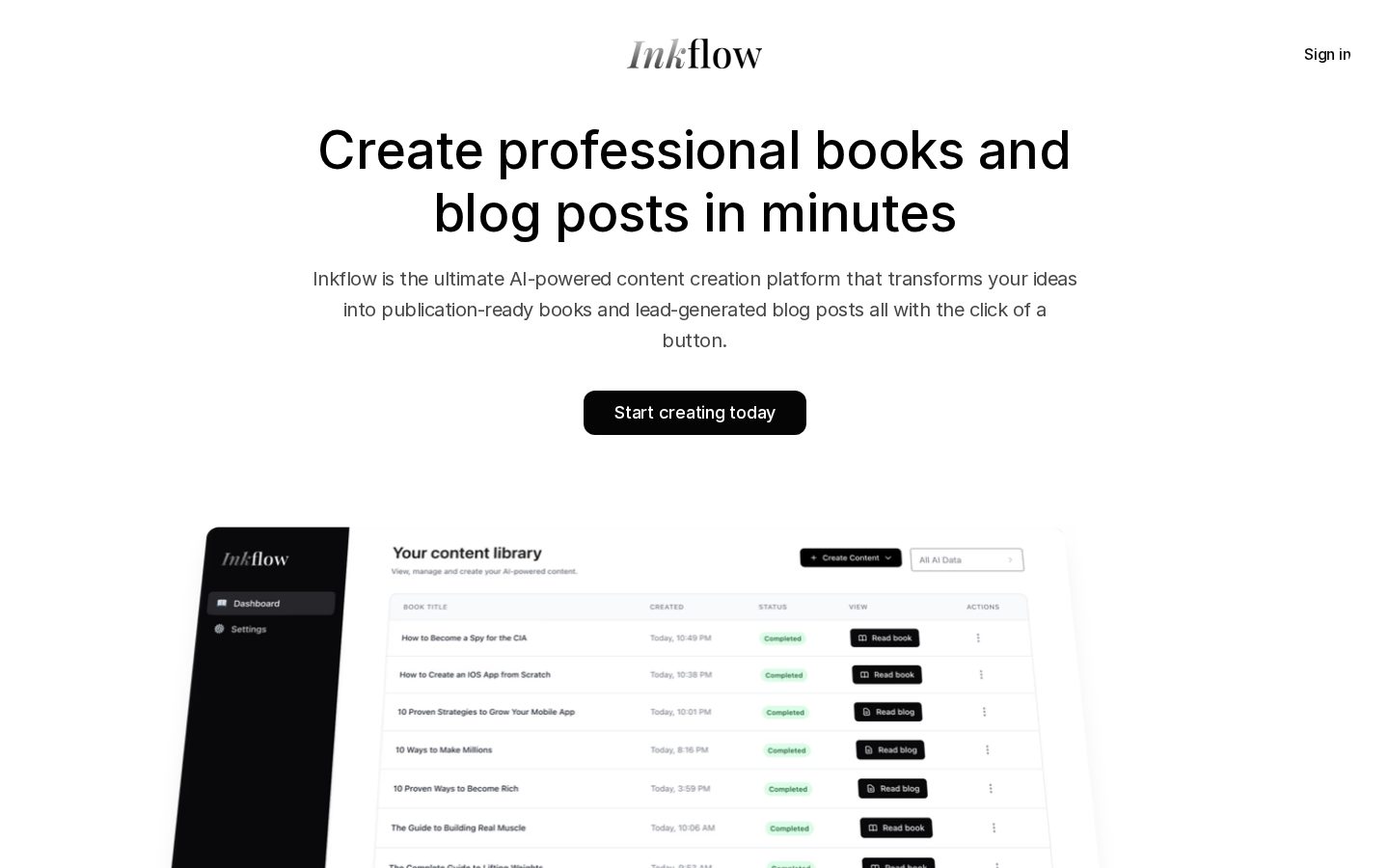 Inkflow Homepage