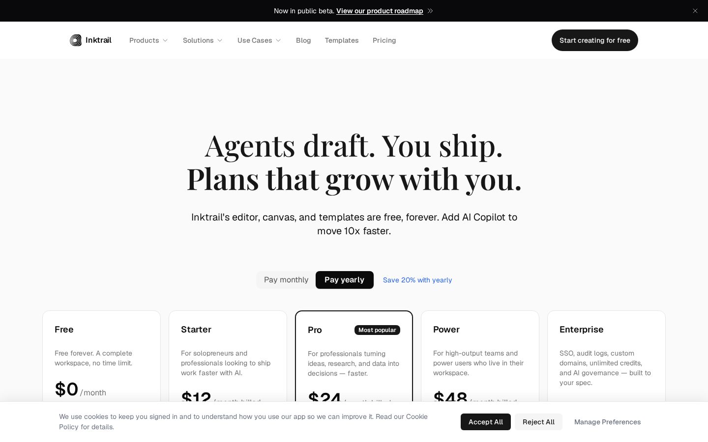 Inktrail Pricing