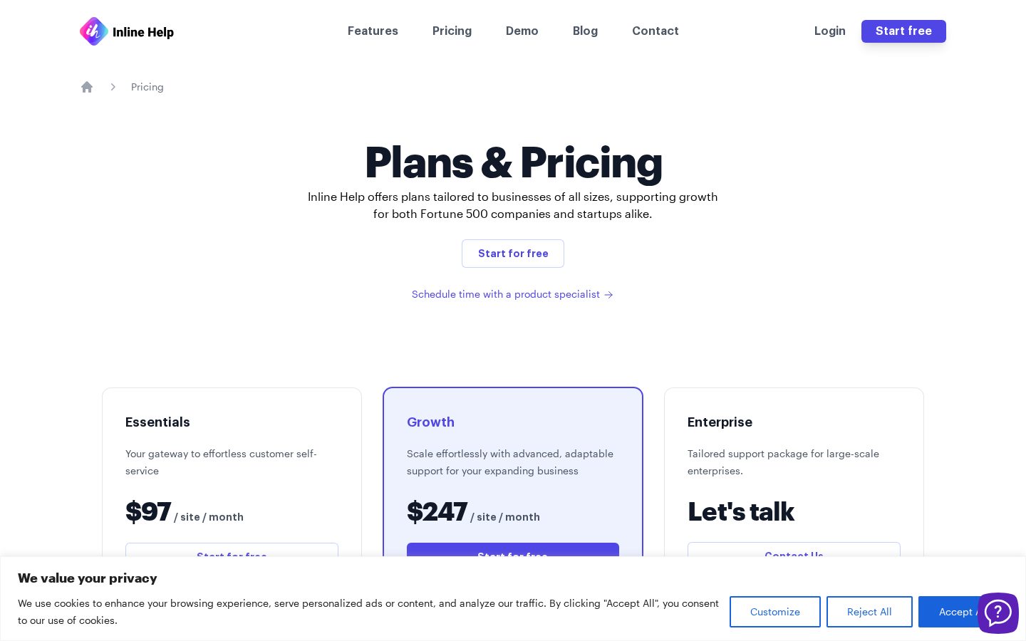 Inline Help Pricing