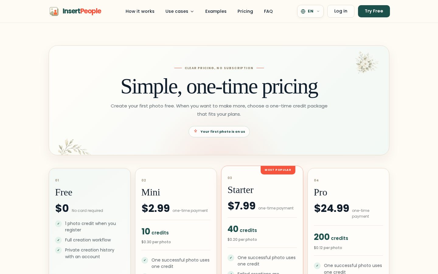 InsertPeople Pricing