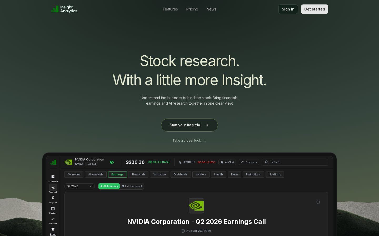 Insight Analytics Homepage