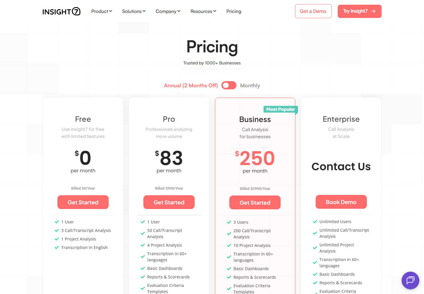 Insight7 pricing