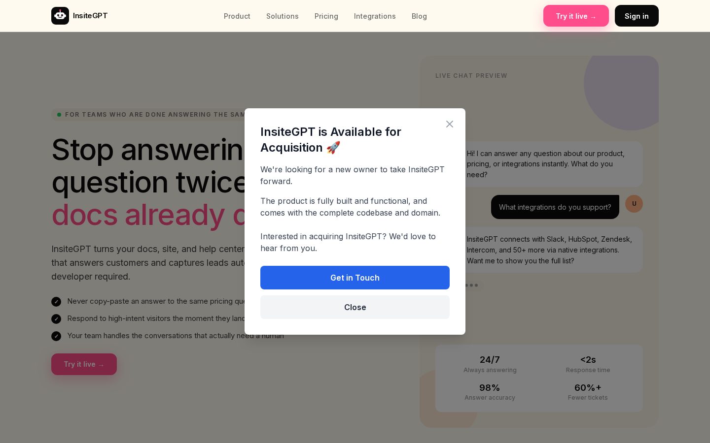 InsiteGPT Homepage