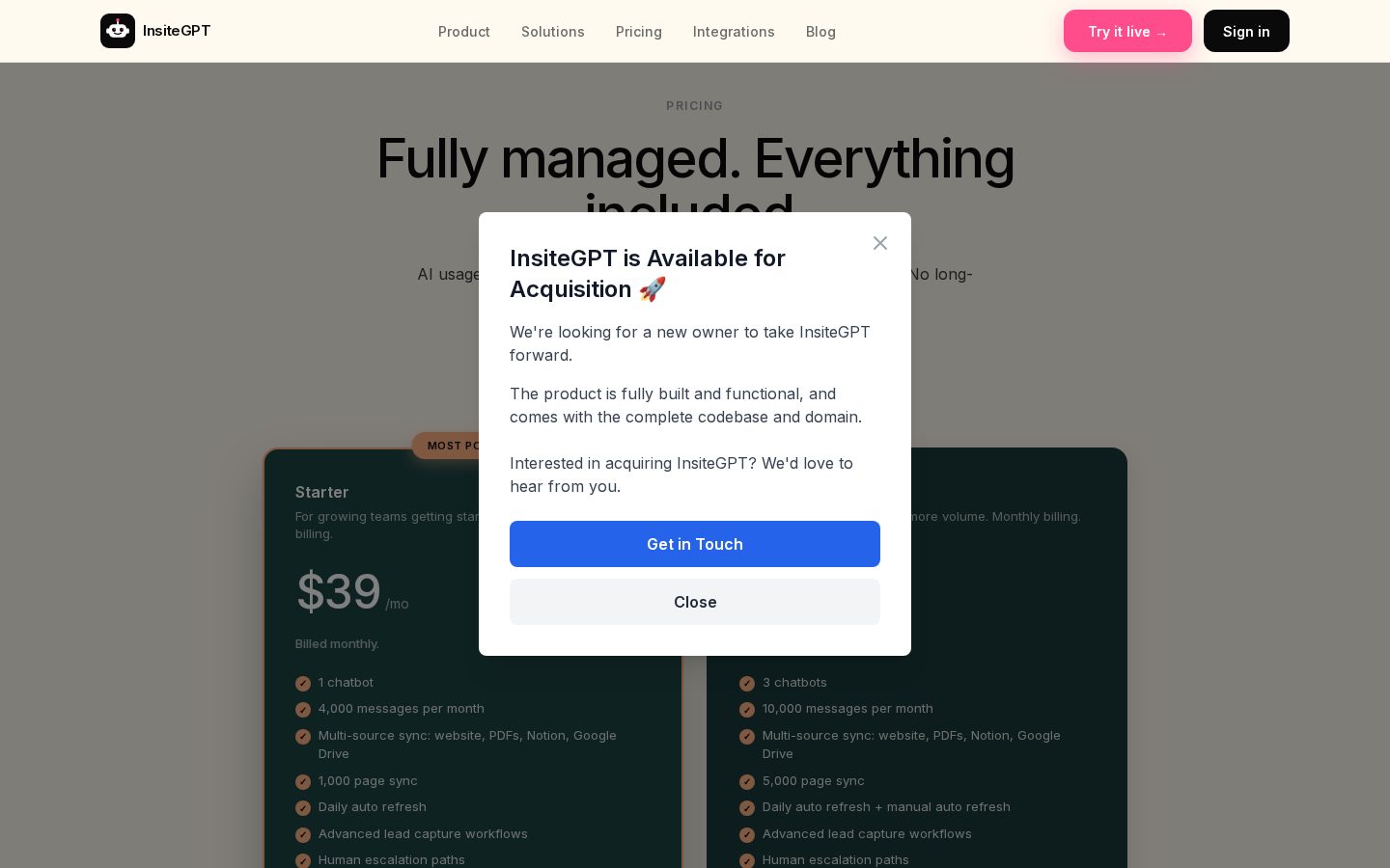InsiteGPT Pricing
