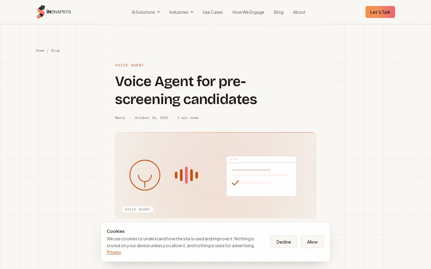 Insnapsys Voice Agent Homepage