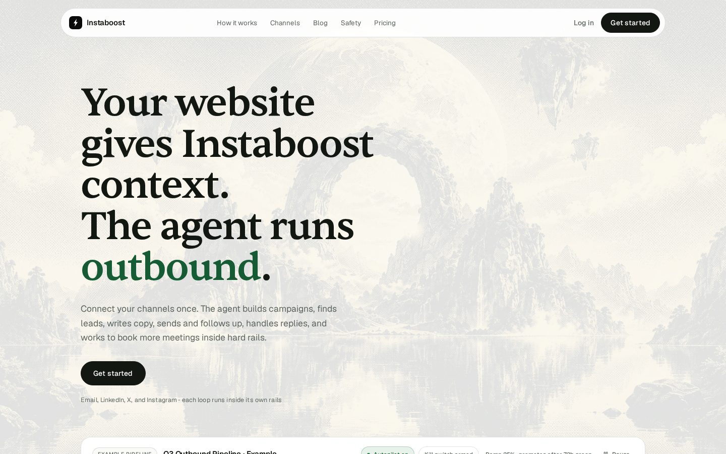 Instaboost AI Homepage